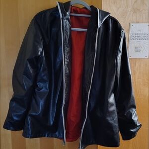 Source Unknown Black Leather Jacket with Red Interior